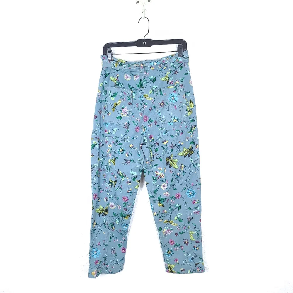 ANTHROPOLOGIE Victoria Floral Boho Cargo Utility Pants Blue - Picture 8 of 12